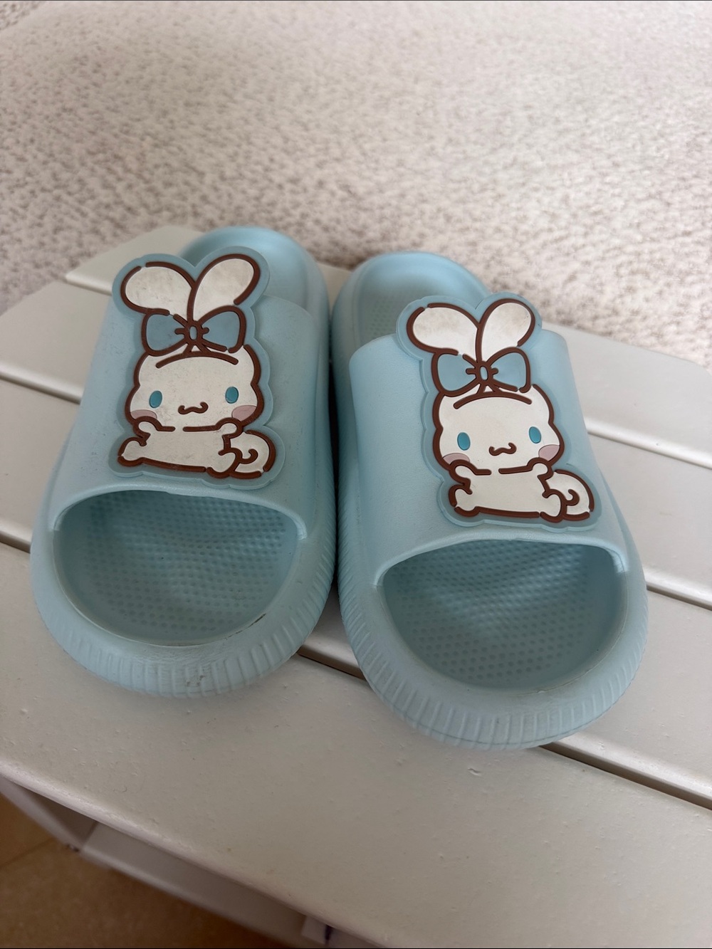 Light Blue Bunny Slide Slippers for Women